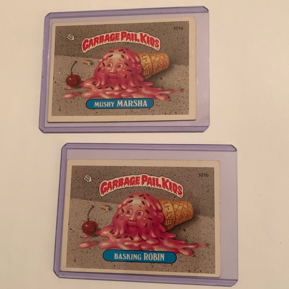 GARBAGE PAIL KIDS Collectible Cards  MUSHY MARSHA 101 a  & BASKING ROBIN 101b